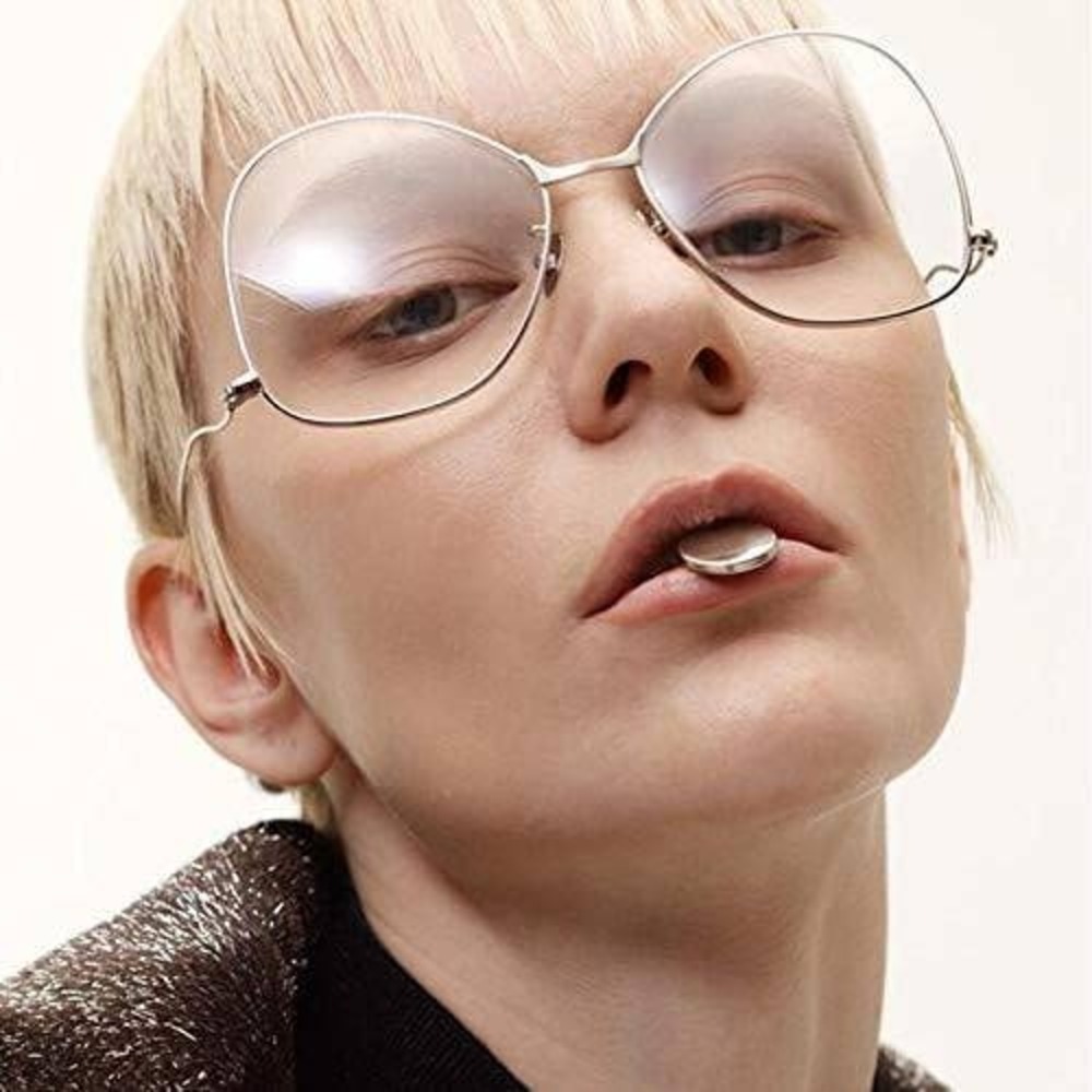 Oversized Round Glasses Gold Frame Fashion Eyeglasses‎ Ball Tip Accents Festival